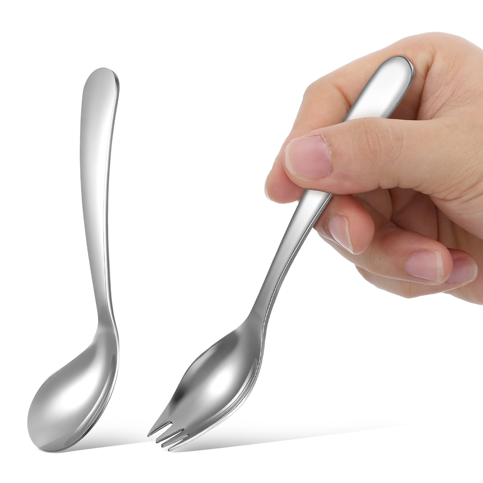 Self Feed Spoon - 1Set Feeding Angled Spoon Stainless Steel