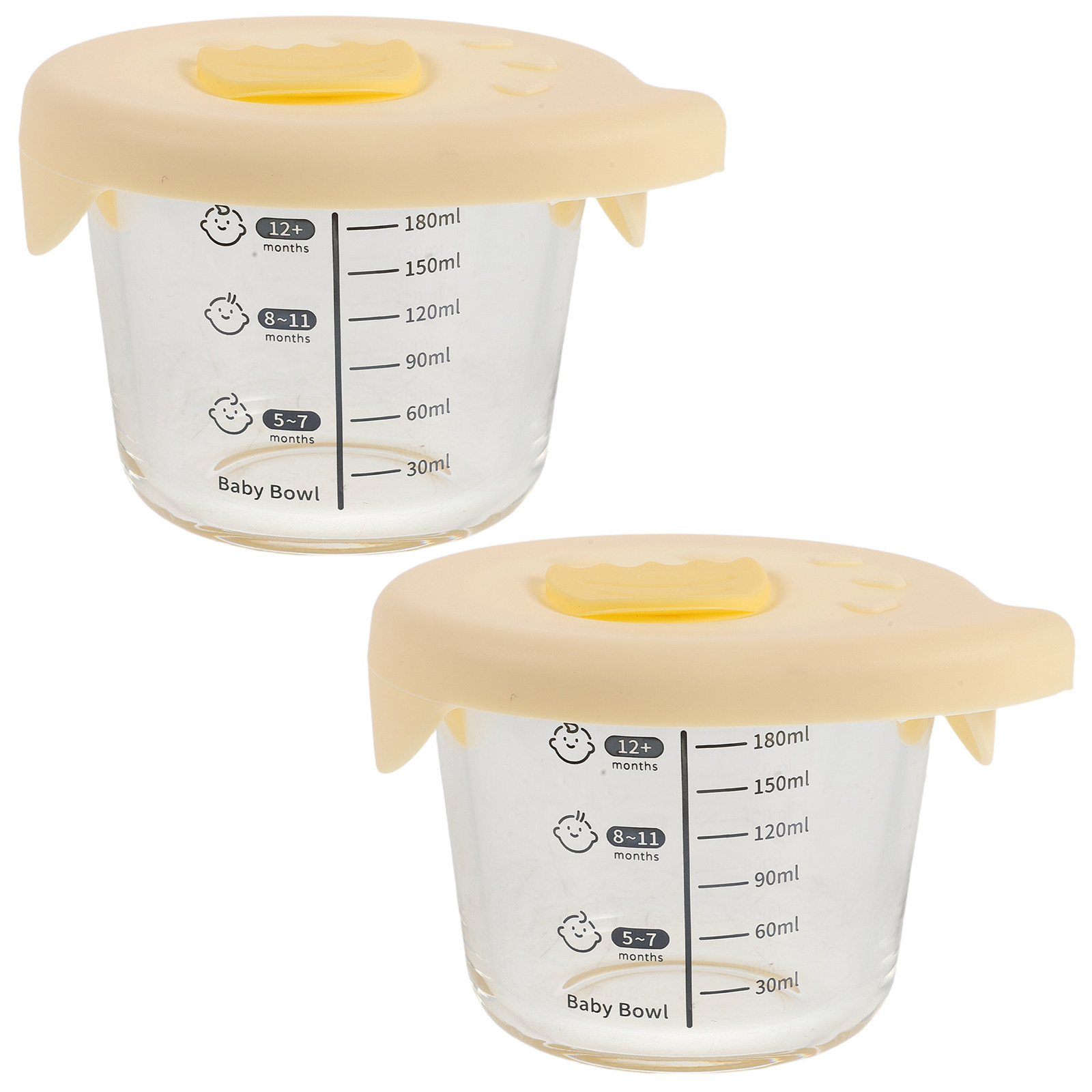 Baby Food Jars Glass - 2Pcs Baby Food Storage Bowls Glass