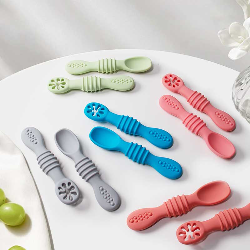 Self Feed Spoon - 2Pcs Baby Silicone Sticky Spoon Learning