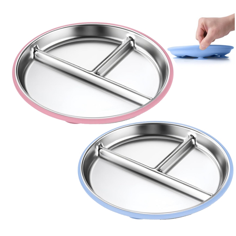 2PCS Stainless Steel Kids Plat - Plate Suction Toddler ulasan dan harga