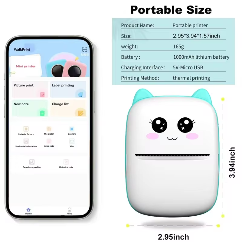 New portable mini printer wire - Baby Food Label ulasan dan harga