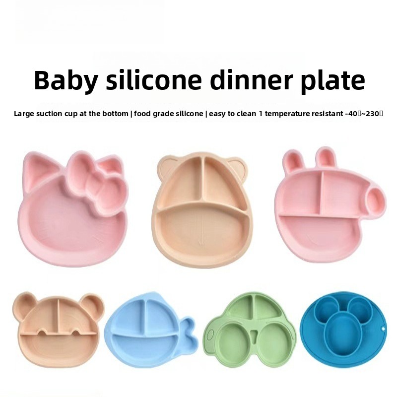 BPA freeCartoon Silicone Divid - Plate Suction Toddler ulasan dan harga