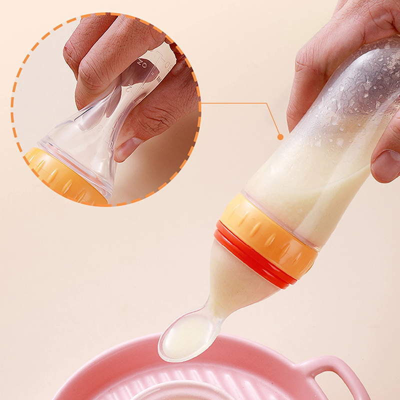 Squeezing Feeding Bottle Silic - Self Feed Spoon ulasan dan harga