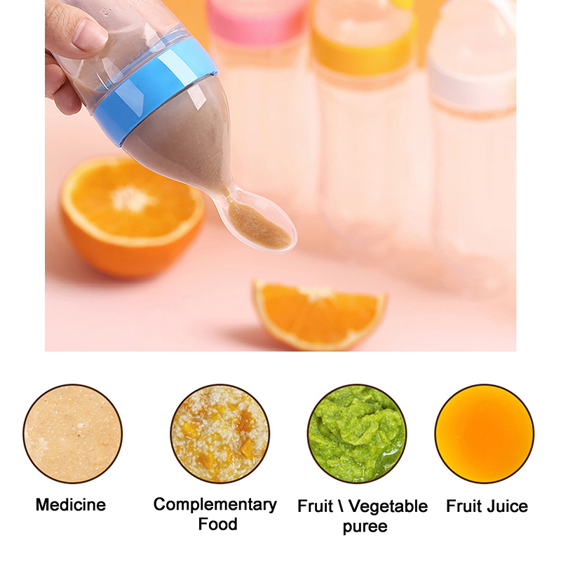 Squeezing Feeding Bottle Silic - Self Feed Spoon ulasan dan harga