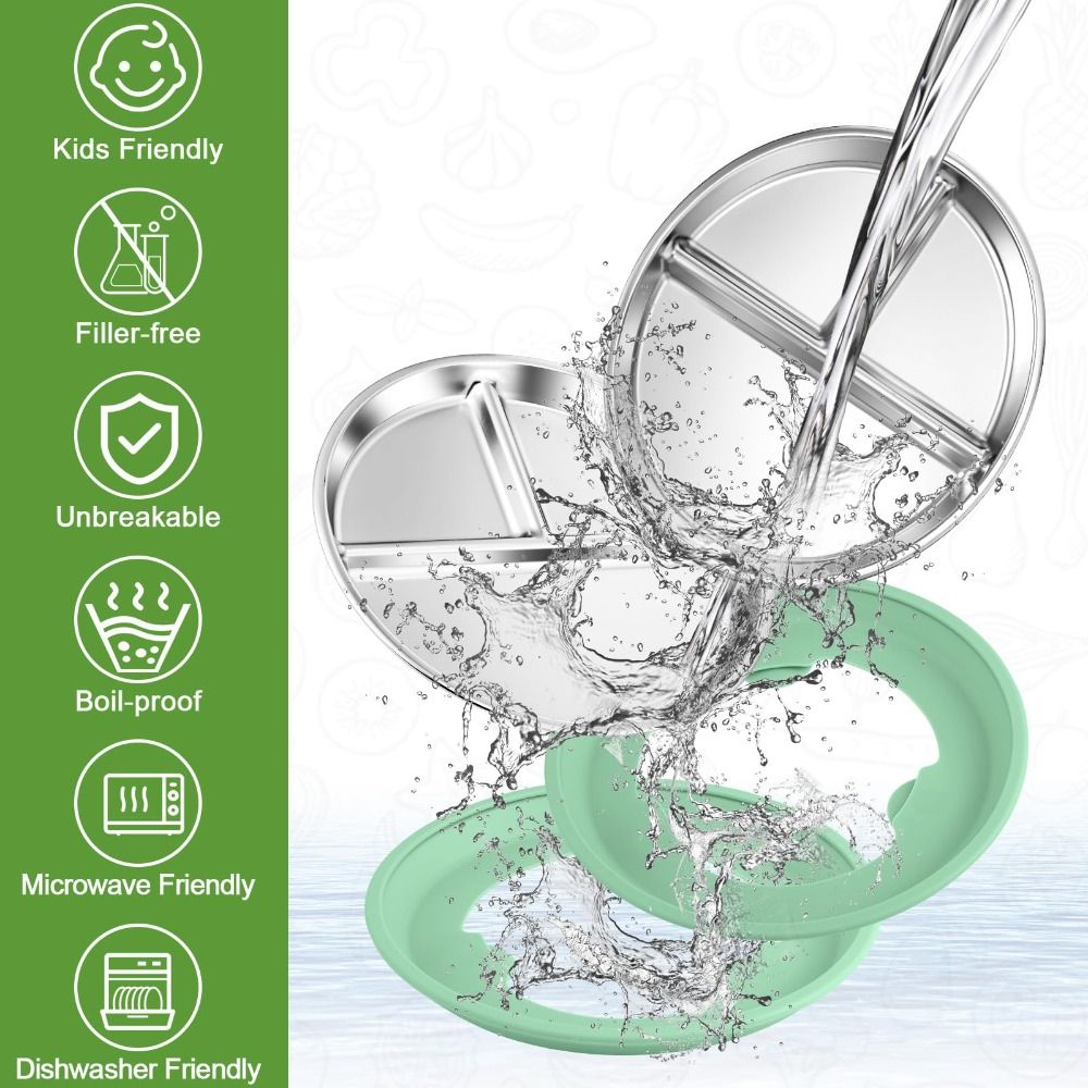 Stainless Steel Kids Plate wit - Plate Suction Toddler ulasan dan harga