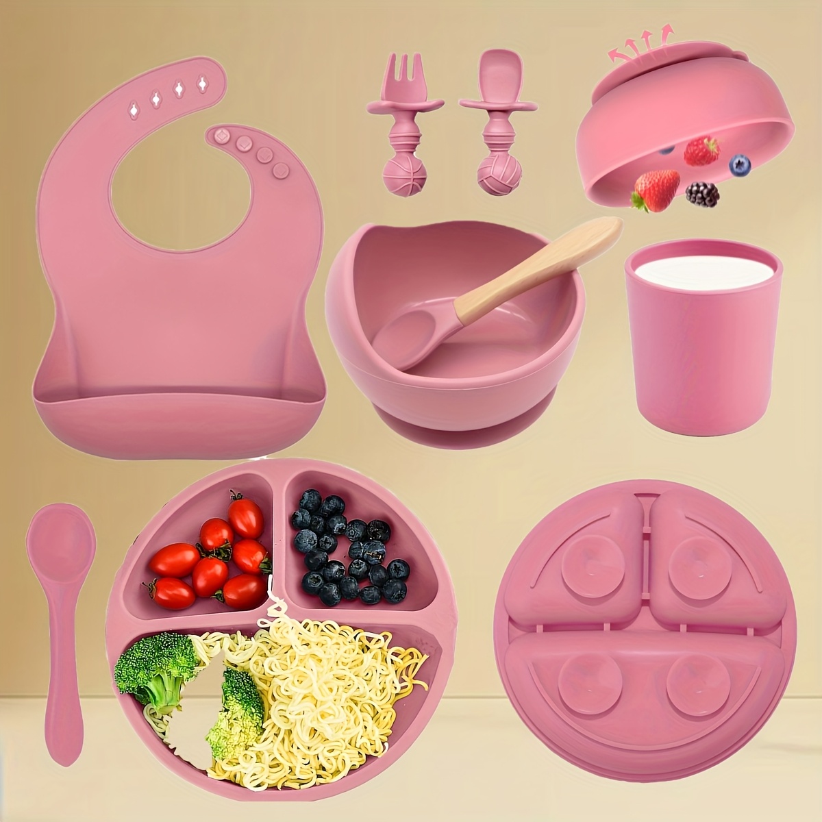 8-Piece Silicone Baby Feeding  - Plate Suction Toddler ulasan dan harga