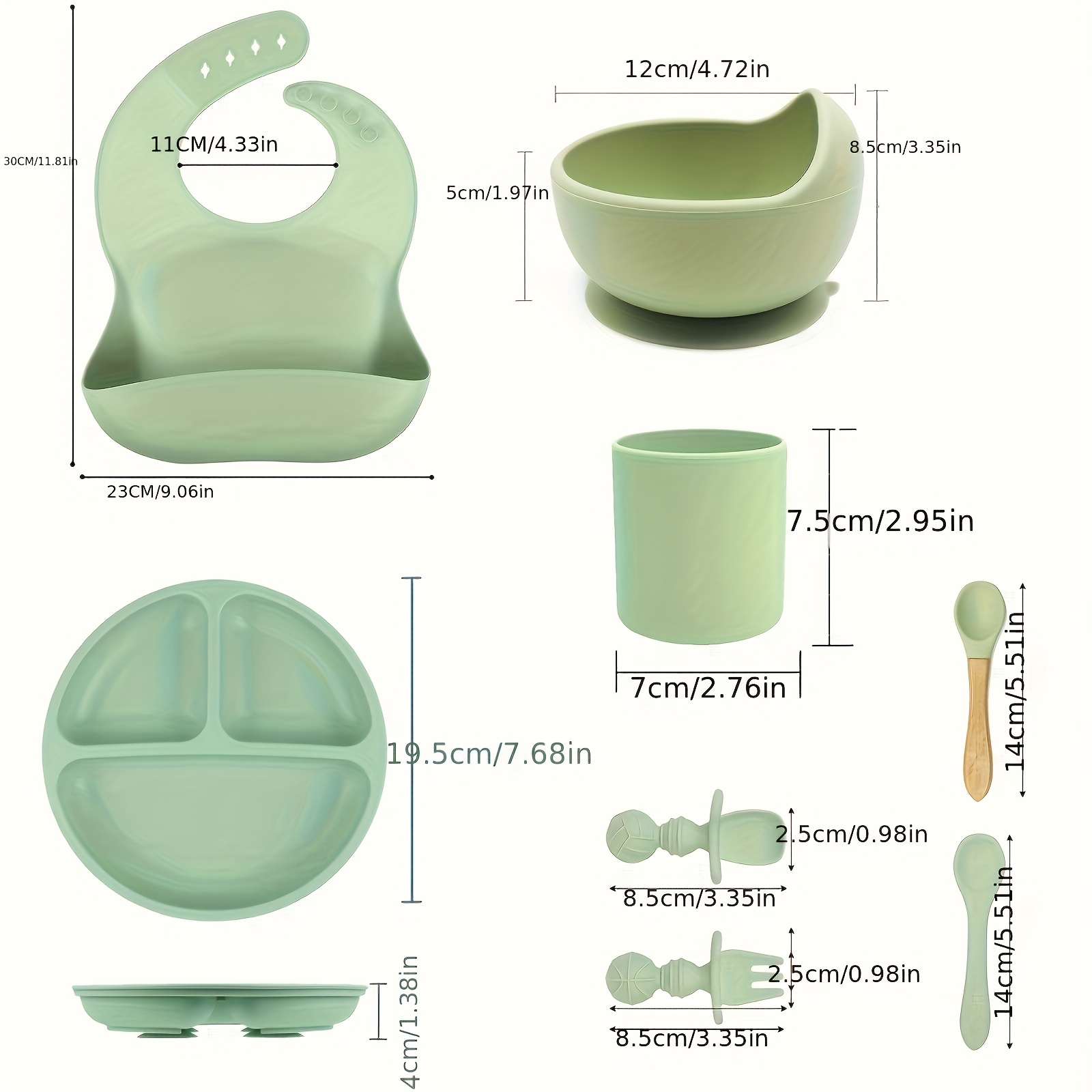 8-Piece Silicone Baby Feeding  - Plate Suction Toddler ulasan dan harga