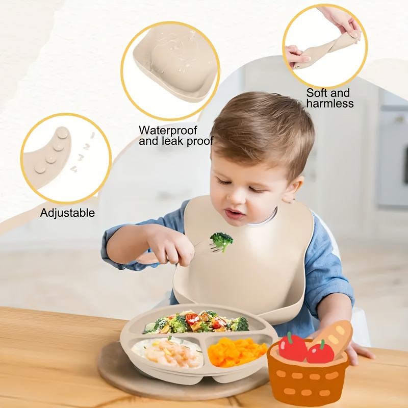 8-Piece Silicone Baby Feeding  - Plate Suction Toddler ulasan dan harga