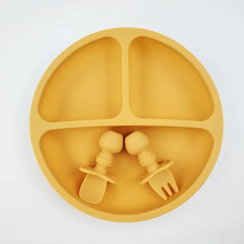 3Pcs Silicone Baby Feeding Set - Plate Suction Toddler ulasan dan harga