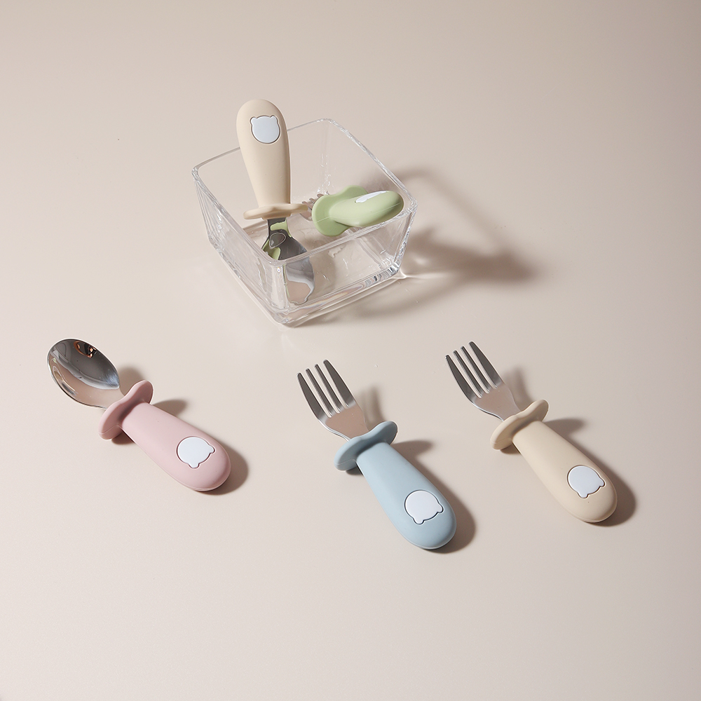 NEW Baby Silicone Spoon & Fork - Self Feed Spoon ulasan dan harga