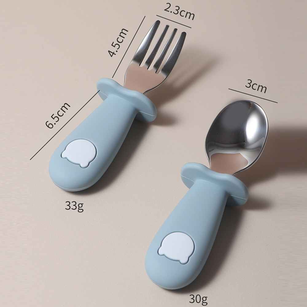 NEW Baby Silicone Spoon & Fork - Self Feed Spoon ulasan dan harga