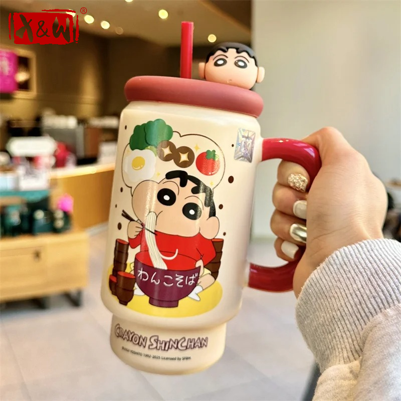 X&W Crayon Shin-Chan Ceramics  - Training Cup Straw ulasan dan harga